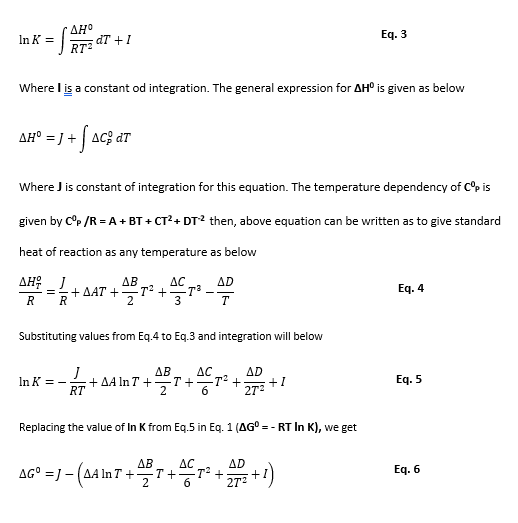 Estimation of equilibrium constant at any temperature 