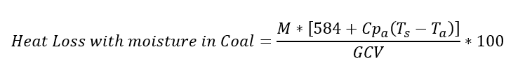 Heat loss with moisture in fuel