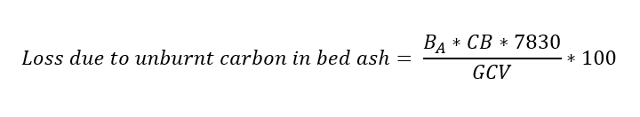 Heat loss with unburnt carbon in bed ash