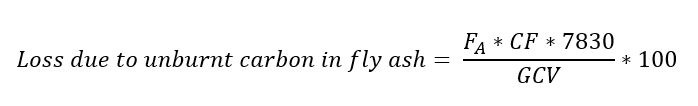Unburnt carbon loss in boiler fly ash