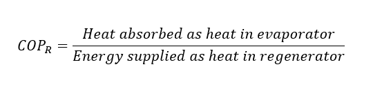 coefficient of performance for vapour absorption refrigeration cycle