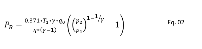 Adiabatic compression power calculation