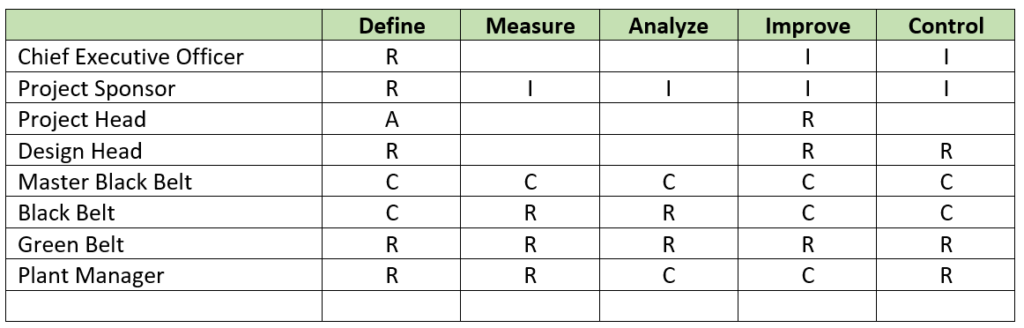 RECI Matrix in six sigma project